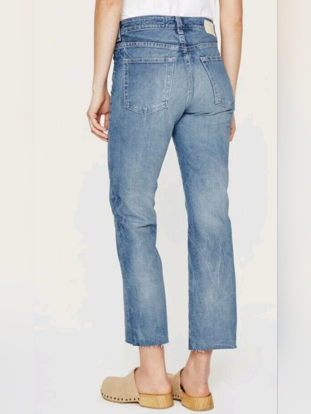 AG Jeans Kinsley High-Rise Pop Crop Jeans 360 Contour Raw Hem Sz 29